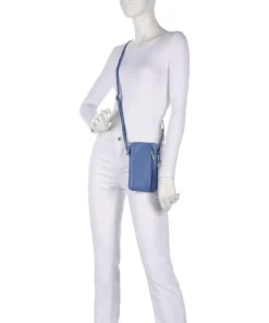 Cremona Handytasche genarbtes Leder blau