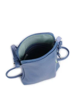 Cremona Handytasche genarbtes Leder blau