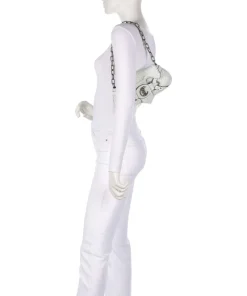 Crossed Laces Schultertasche Lederimitat weiß