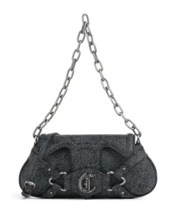 Crossed Laces Schultertasche Lederimitat schwarz