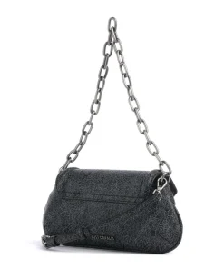 Crossed Laces Schultertasche Lederimitat schwarz