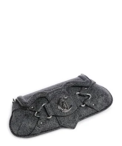 Crossed Laces Schultertasche Lederimitat schwarz