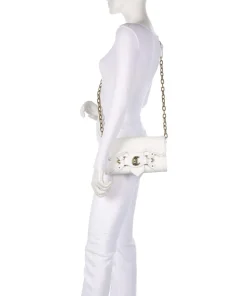 Crossed Laces Umhängetasche Lederimitat weiß