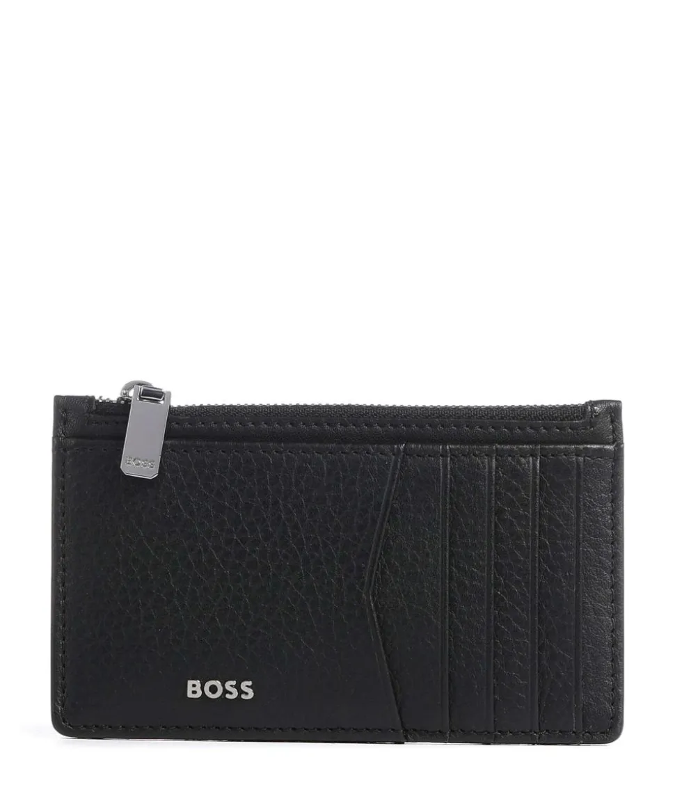 Crosstown Kreditkartenetui genarbtes Leder schwarz