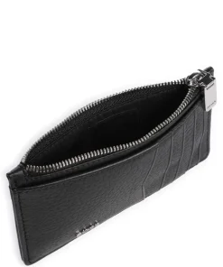 Crosstown Kreditkartenetui genarbtes Leder schwarz