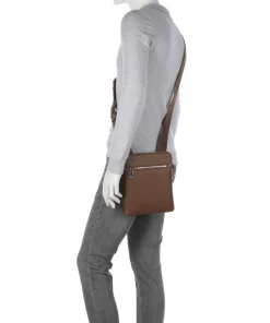 Crosstown Umhängetasche genarbtes Rindsleder dunkelbraun