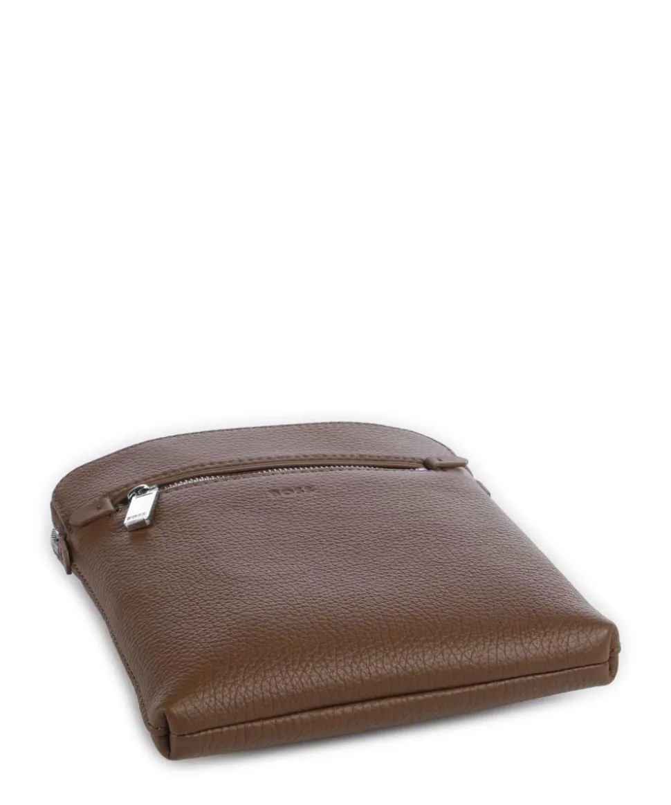 Crosstown Umhängetasche genarbtes Rindsleder dunkelbraun