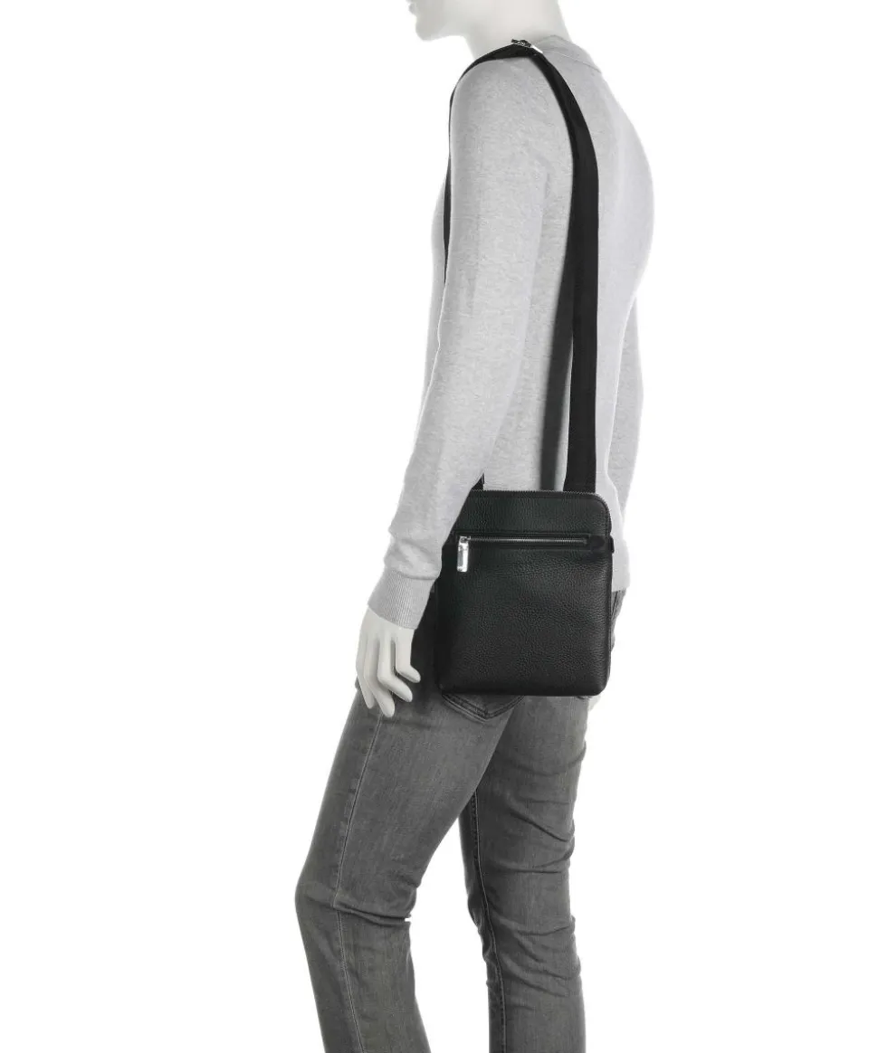 Crosstown Umhängetasche genarbtes Rindsleder schwarz