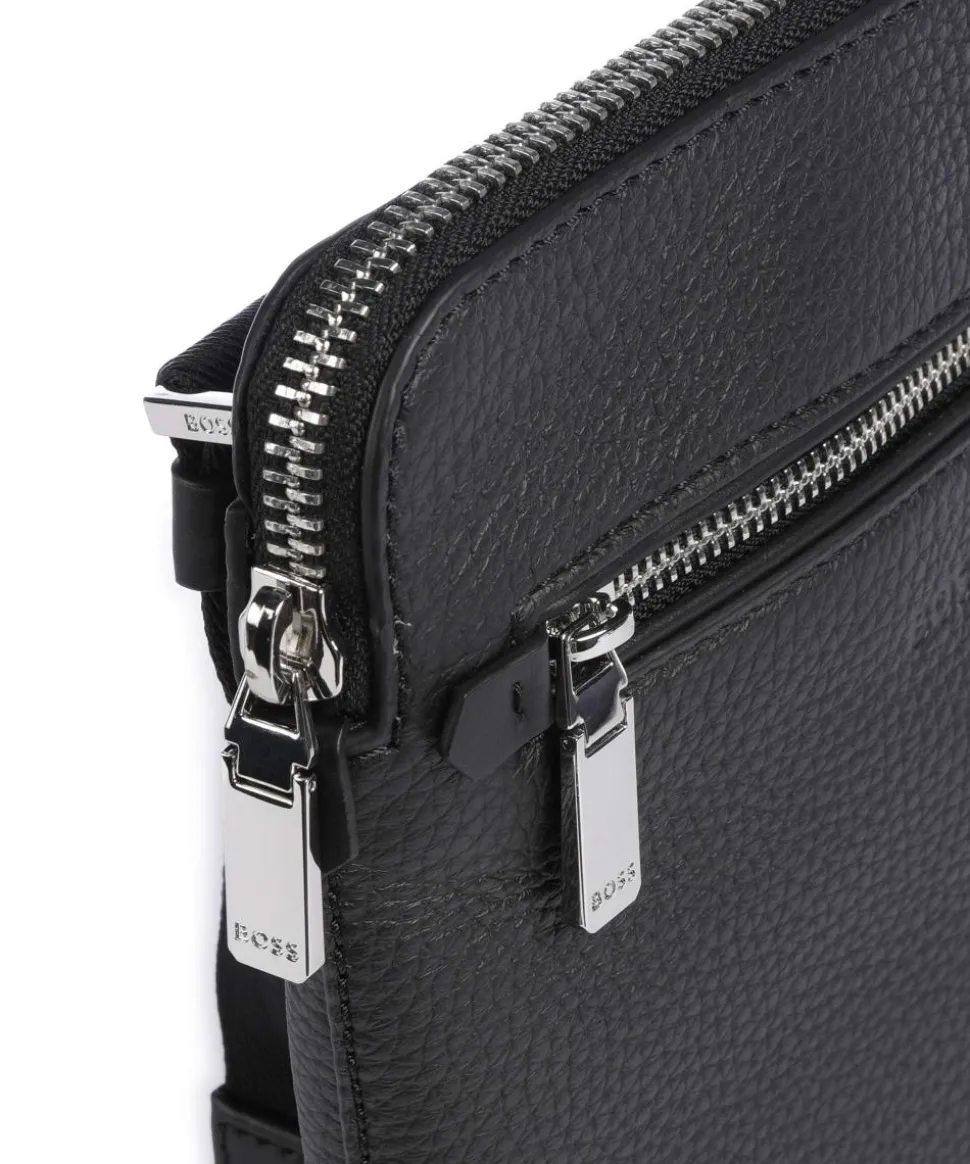 Crosstown Umhängetasche genarbtes Rindsleder schwarz