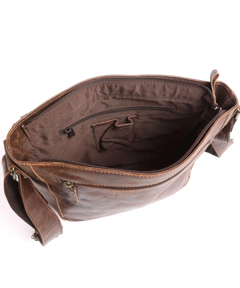 Crunchy L Umhängetasche Büffelleder braun