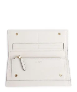 Cut Out Floral Geldbörse genarbtes Rindsleder weiß