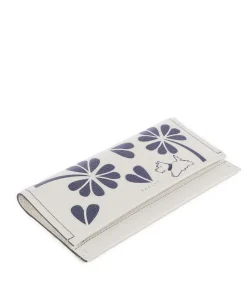 Cut Out Floral Geldbörse genarbtes Rindsleder weiß