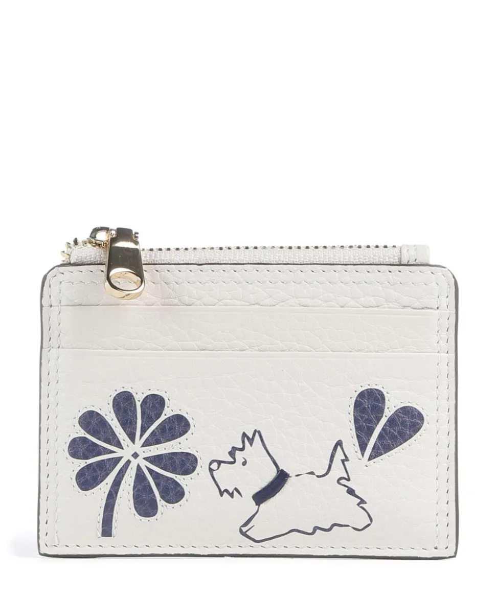 Cut Out Floral Kreditkartenetui genarbtes Rindsleder weiß