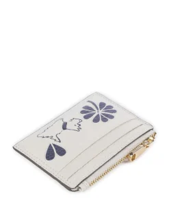 Cut Out Floral Kreditkartenetui genarbtes Rindsleder weiß