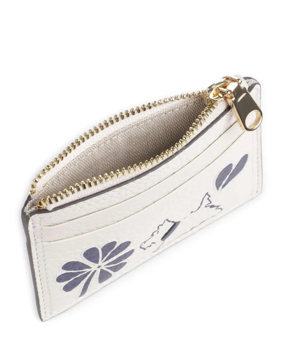 Cut Out Floral Kreditkartenetui genarbtes Rindsleder weiß