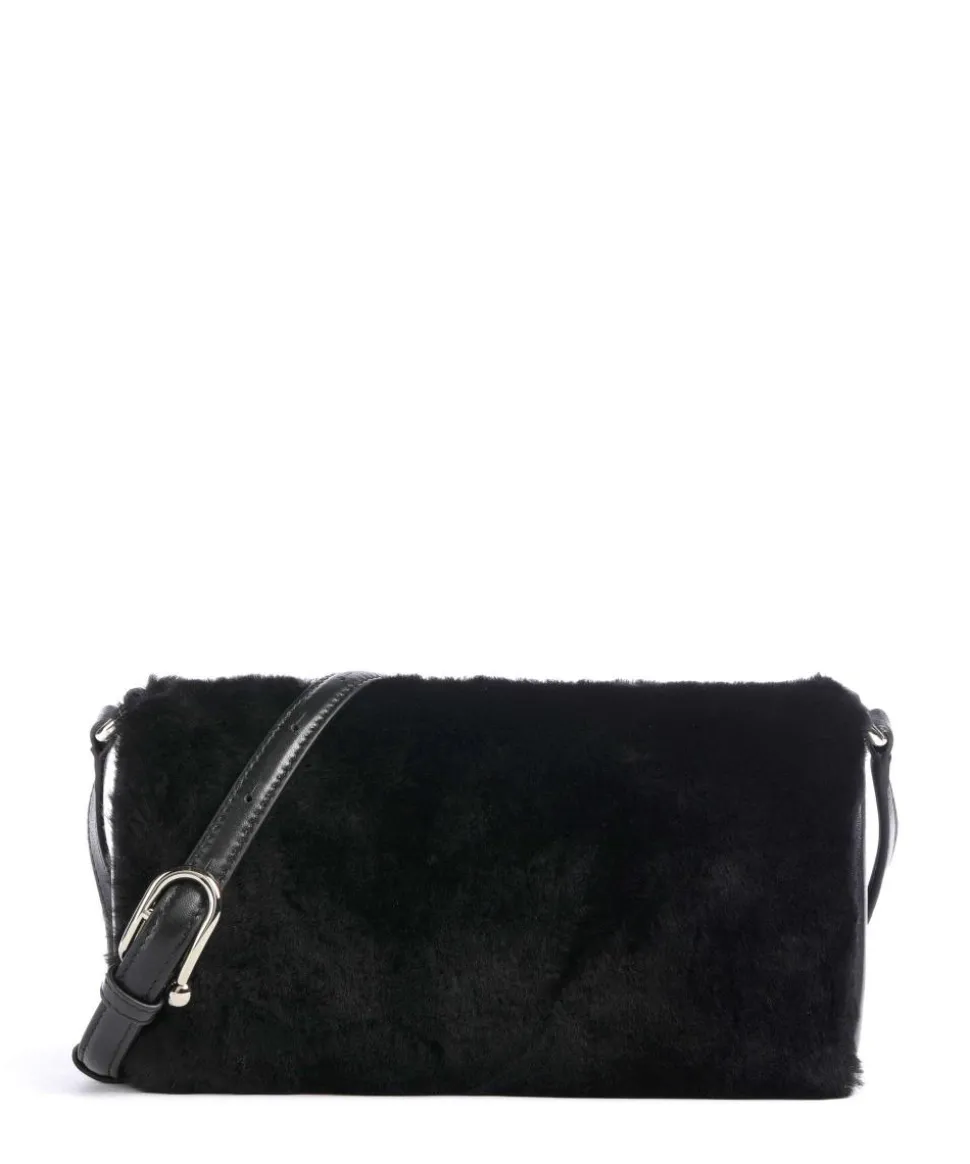 Dalia L Umhängetasche Textil, genarbtes Leder schwarz