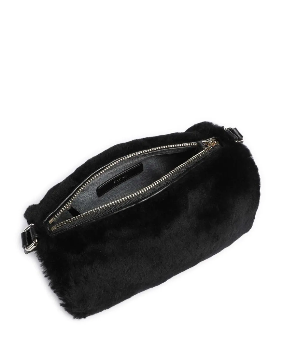 Dalia L Umhängetasche Textil, genarbtes Leder schwarz