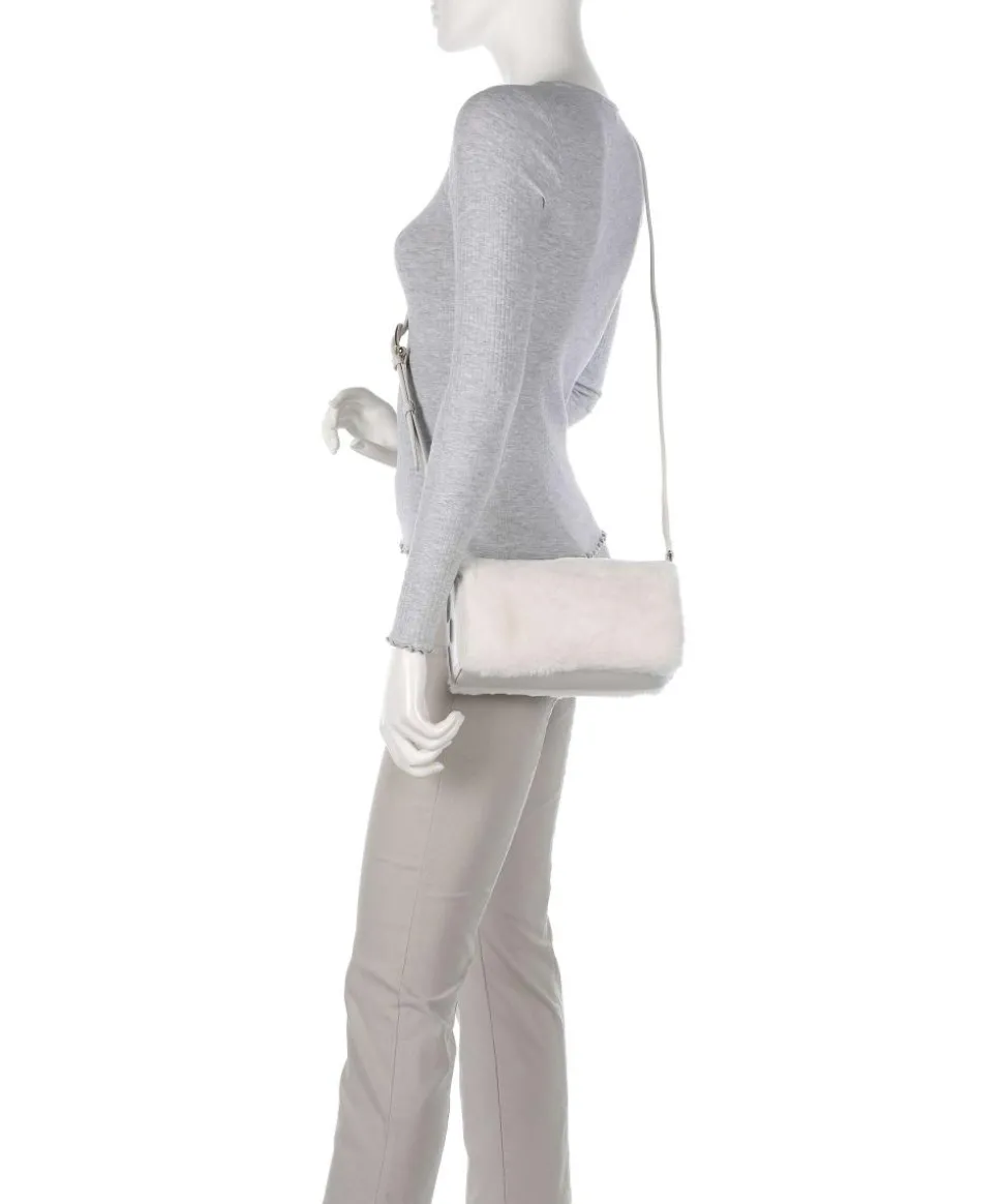 Dalia L Umhängetasche Textil, genarbtes Leder weiß