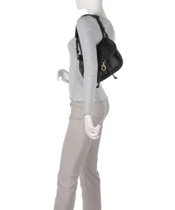 Dalia Star Saddle Schultertasche genarbtes Leder schwarz