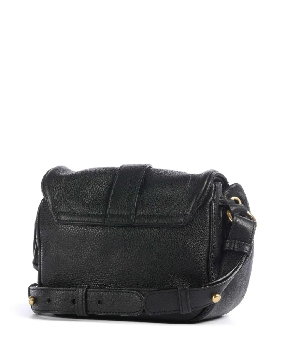 Dalia Star Saddle Umhängetasche genarbtes Leder schwarz