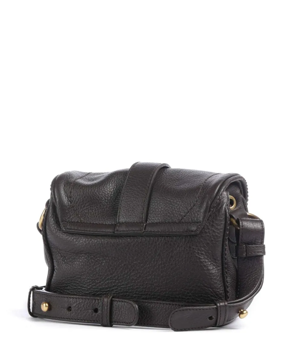 Dalia Star Saddle Umhängetasche genarbtes Leder dunkelbraun