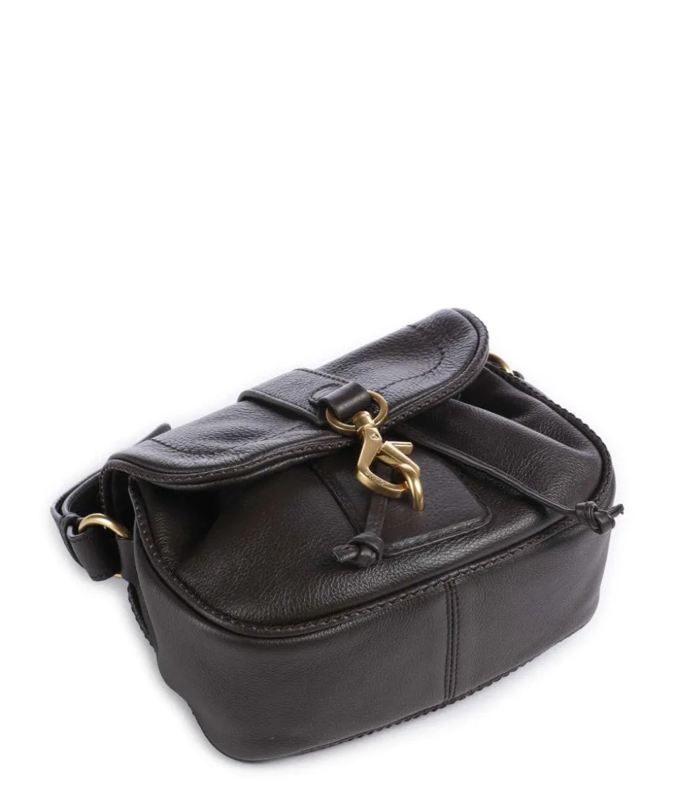 Dalia Star Saddle Umhängetasche genarbtes Leder dunkelbraun