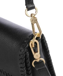 Dalia Temi Stitch Schultertasche genarbtes Leder schwarz