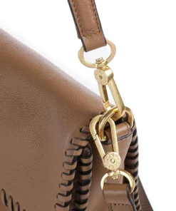 Dalia Temi Stitch Schultertasche genarbtes Leder cognac