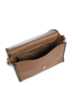 Dalia Temi Stitch Schultertasche genarbtes Leder cognac