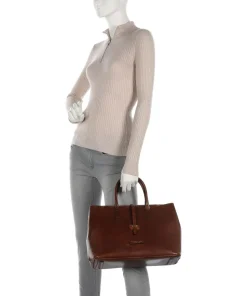 Dalston Handtasche glattes Leder braun