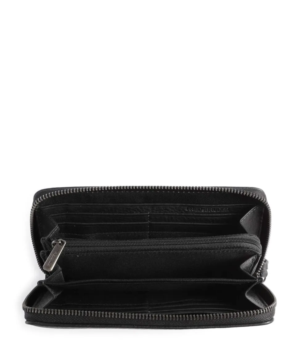 Dear Zip-Around Geldbörse genarbtes Leder schwarz