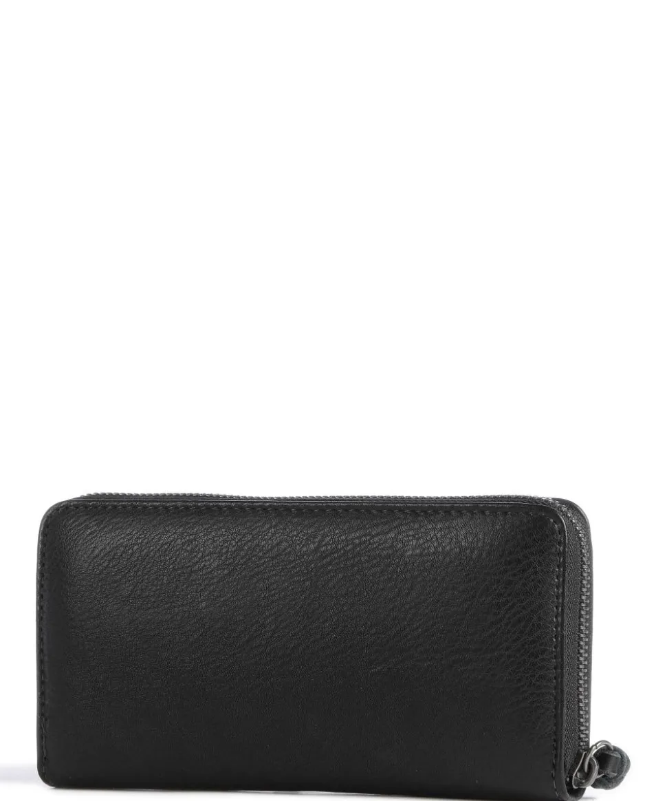 Dear Zip-Around Geldbörse genarbtes Leder schwarz