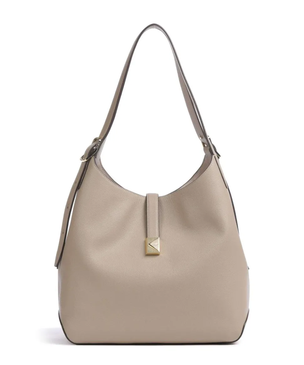 Deco Beuteltasche genarbtes Rindsleder taupe