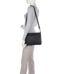 Deep Dark Schultertasche Lederimitat schwarz