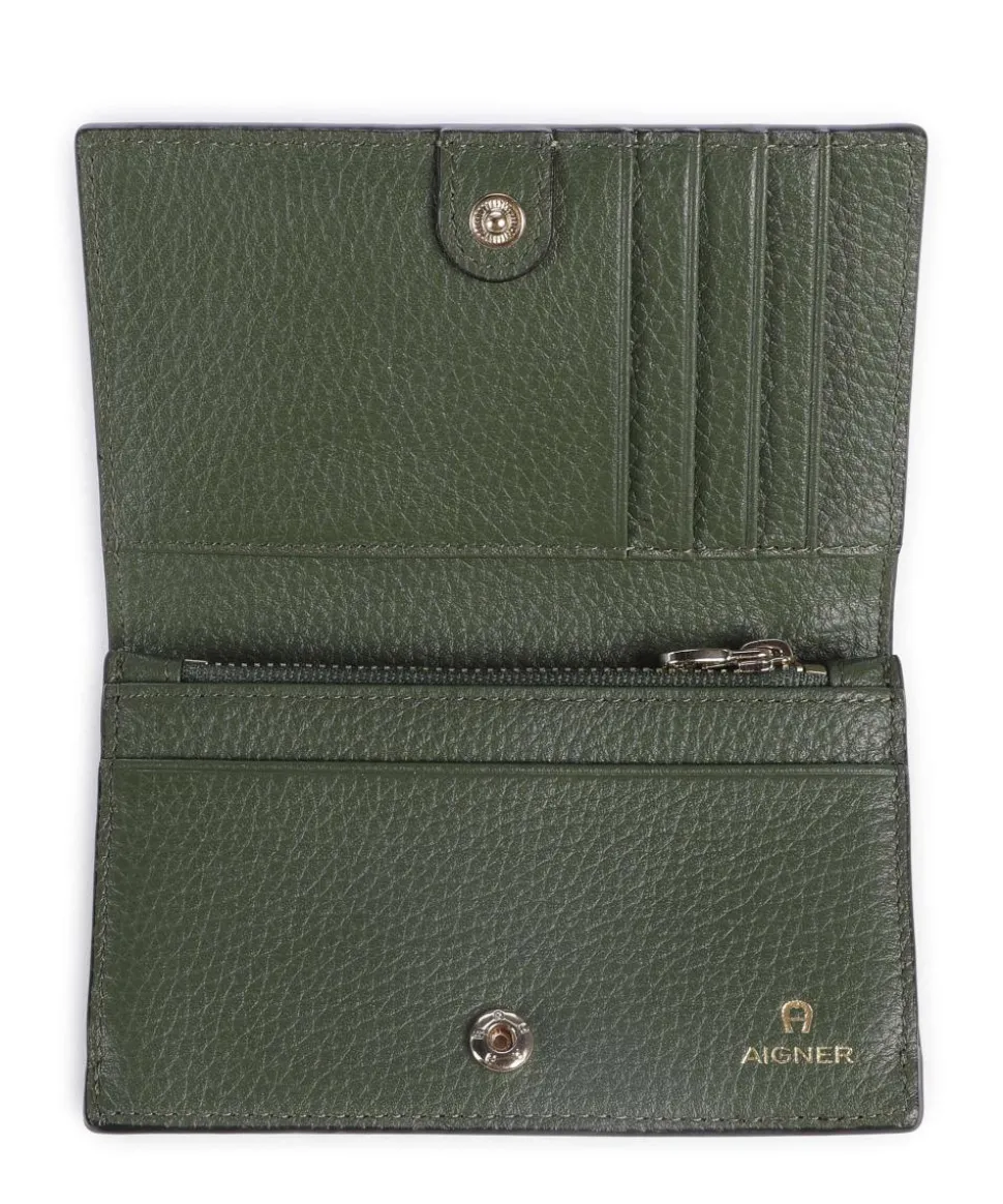 Delia Geldbörse genarbtes Rindsleder olivgrün