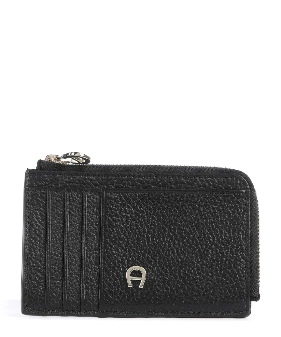 Delia Kreditkartenetui genarbtes Rindsleder schwarz