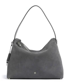 Delia L Beuteltasche aufgerautes Leder dunkelgrau