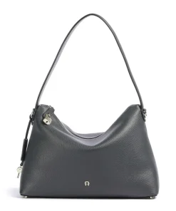 Delia M Beuteltasche genarbtes Rindsleder dunkelgrau