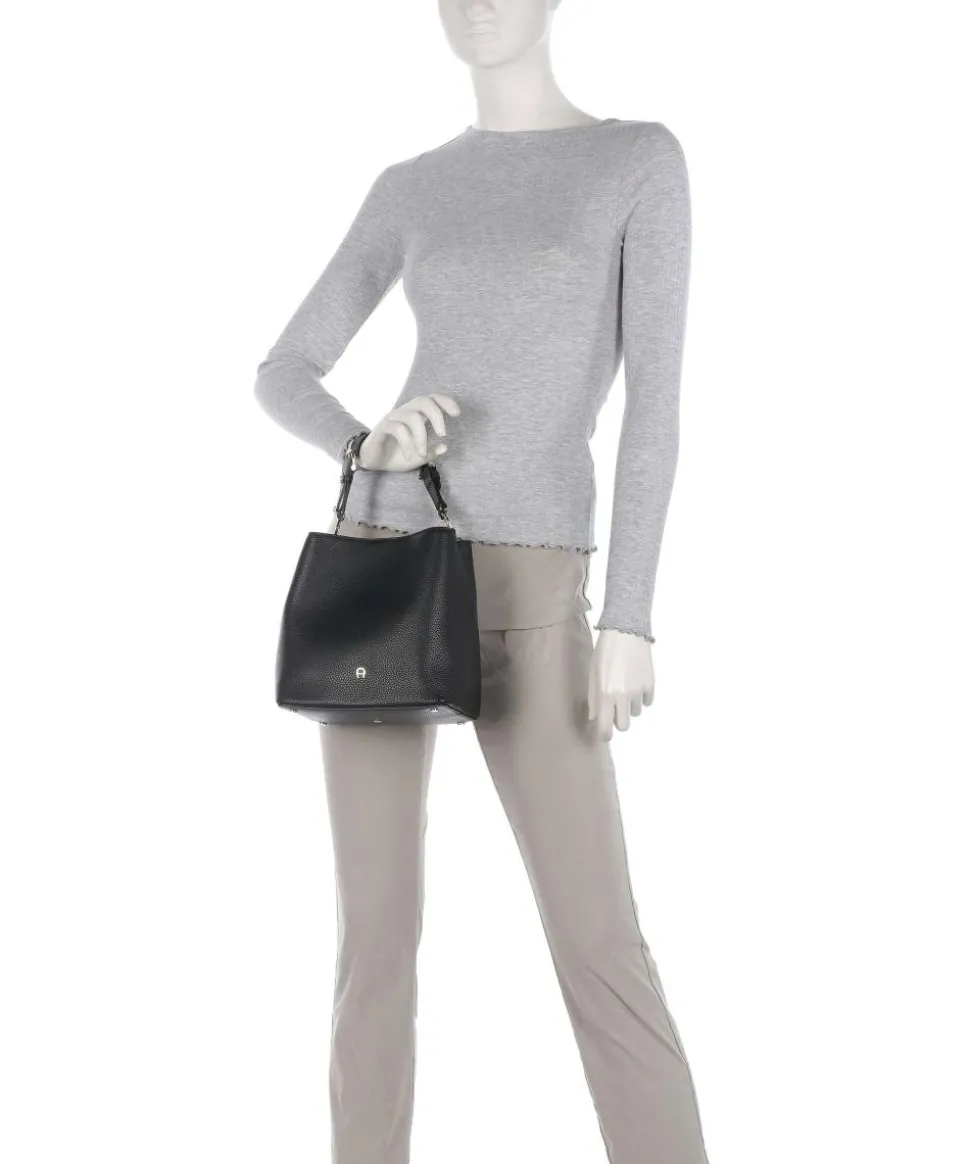 Delia S Bucket bag genarbtes Rindsleder schwarz