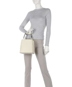 Delia S Bucket bag genarbtes Rindsleder creme