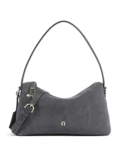 Delia S Schultertasche aufgerautes Leder dunkelgrau