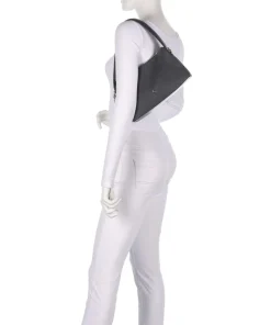 Delia S Schultertasche aufgerautes Leder dunkelgrau