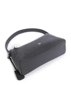 Delia S Schultertasche aufgerautes Leder dunkelgrau