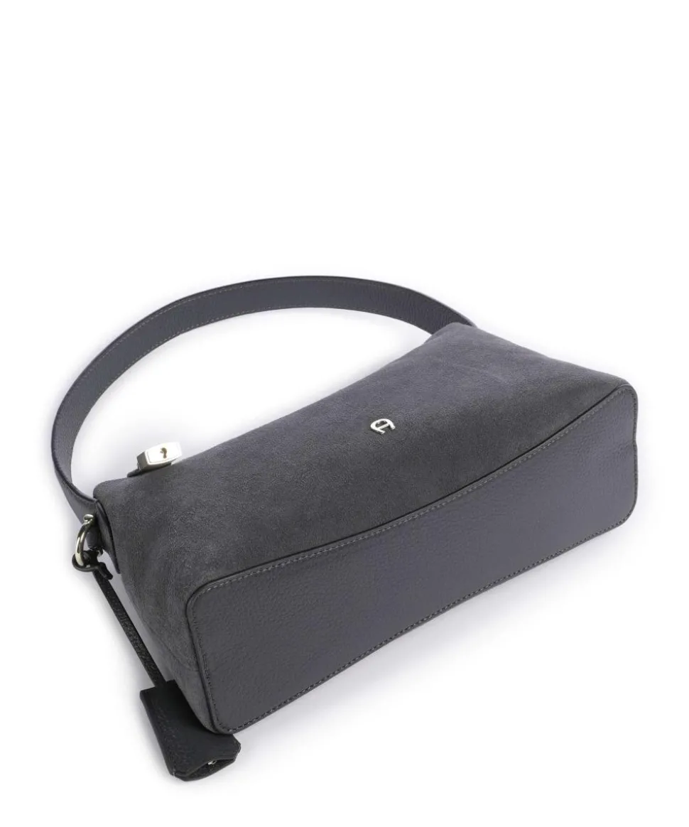 Delia S Schultertasche aufgerautes Leder dunkelgrau