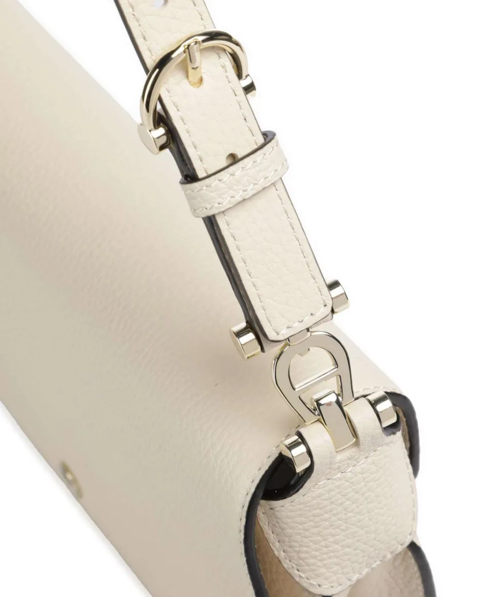 Delia S Schultertasche genarbtes Rindsleder creme