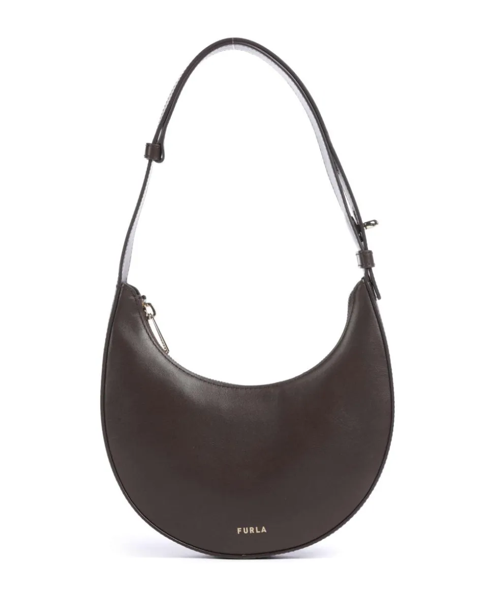 Delizia Mini Schultertasche fein genarbtes Leder dunkelbraun