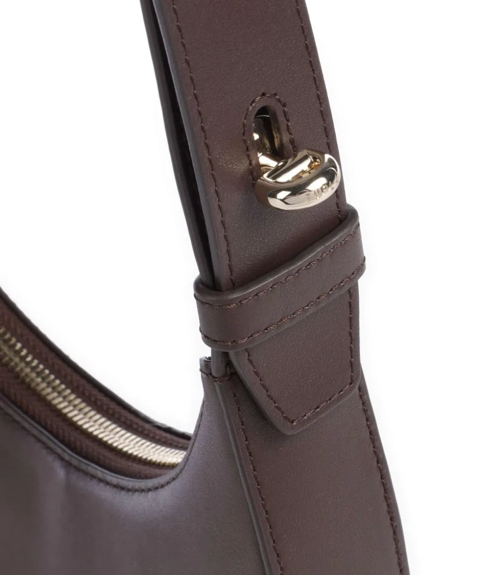 Delizia Mini Schultertasche fein genarbtes Leder dunkelbraun