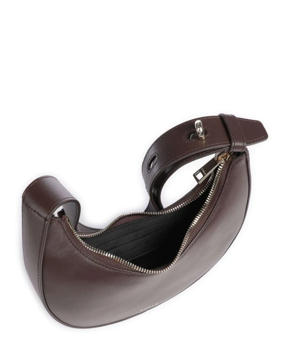 Delizia Mini Schultertasche fein genarbtes Leder dunkelbraun