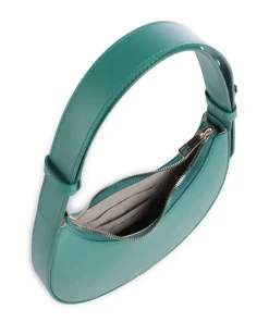 Delizia Mini Schultertasche fein genarbtes Leder petrol