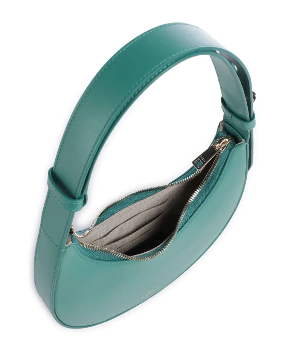 Delizia Mini Schultertasche fein genarbtes Leder petrol